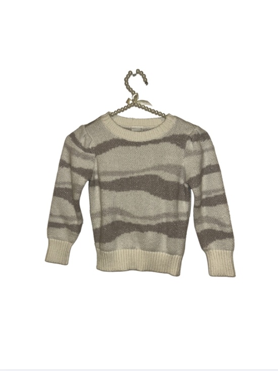 abercrombie kids Other - Abercrombie Kids Metallic Stripe Knit Sweater Cream Taupe Girls Size 5/6